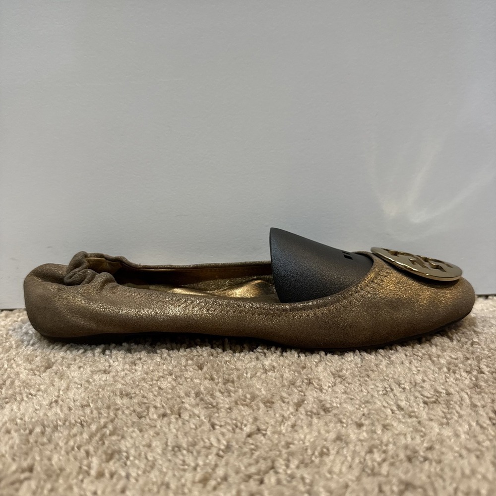 Tory Burch Gold and Black Flats